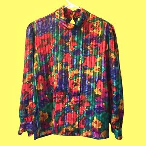 Vintage PS Illustrations Silky Rainbow Secretary Blouse